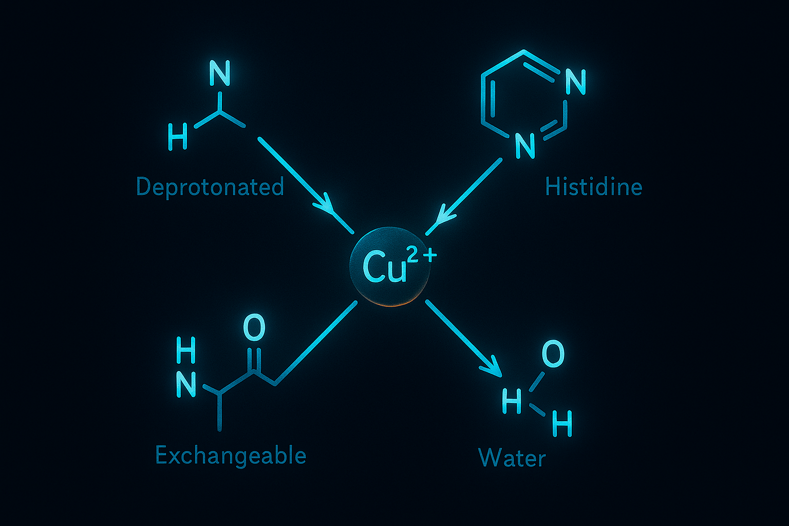 Square planar copper coordination geometry diagram for copper complex complexes