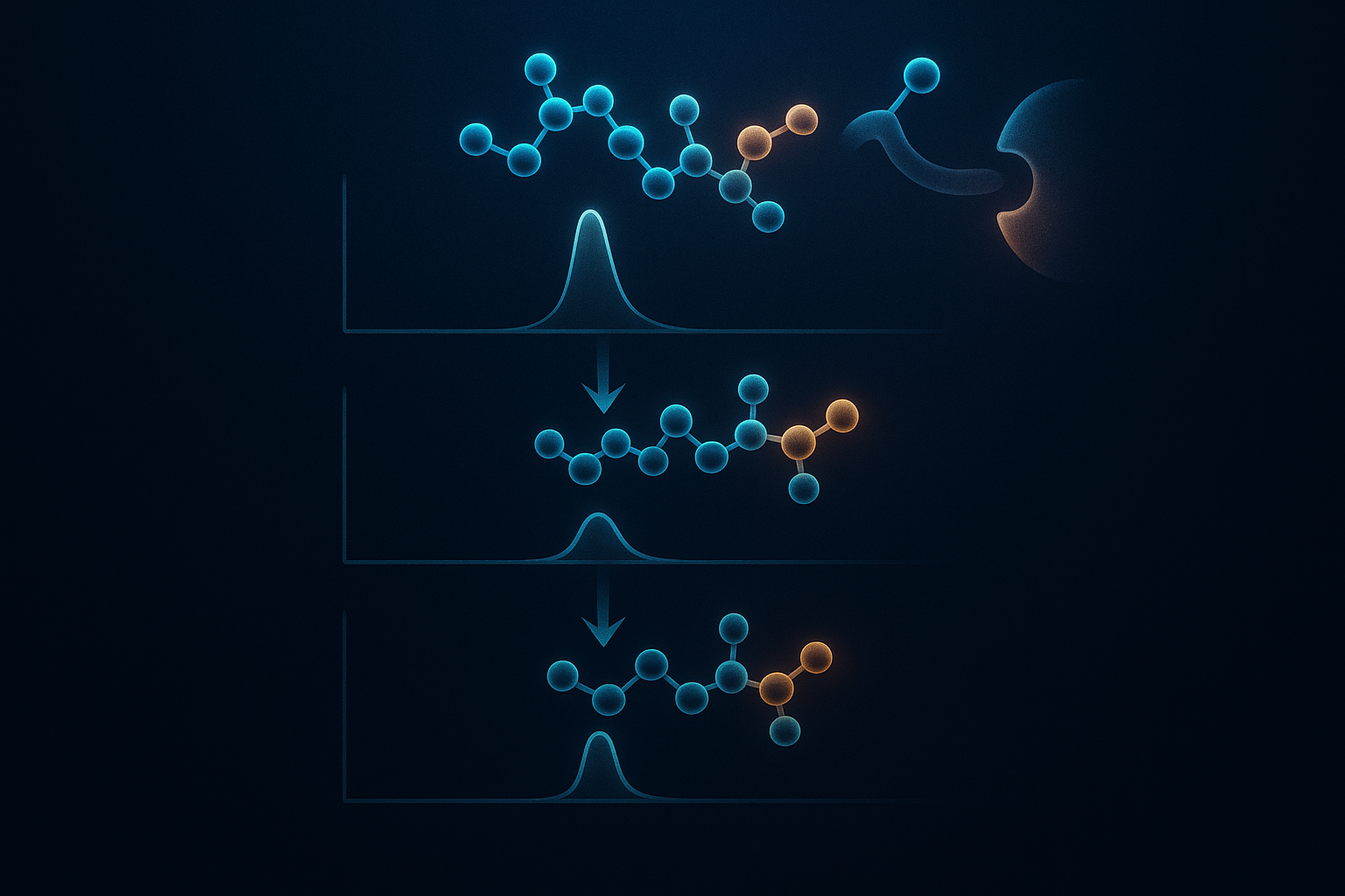 Three mass spectra comparing an intact compound against oxidation and deamidation degradation patterns