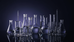 Scientific glassware in a research laboratory