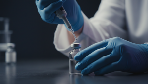 Precision pipetting into a laboratory vial