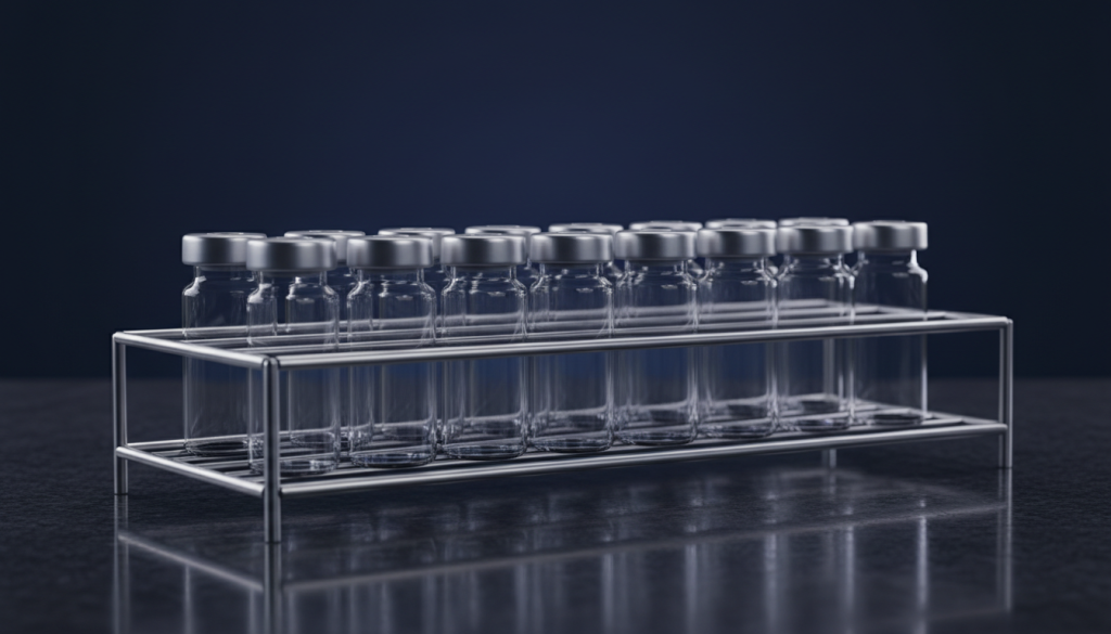 Rack of laboratory sample vials